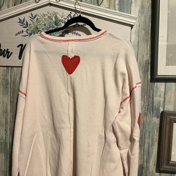Women's Long Sleeve Top with Red Heart Design - Picture 3 of 6